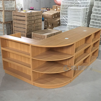 Flexible Wooden Supermarket Checkout Counter Convenience Store Cash Table