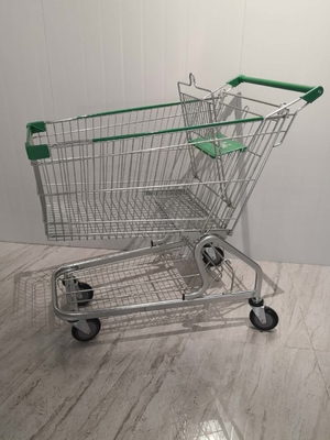 Zinc Finish PP Shopping Metal Supermarket Push Cart