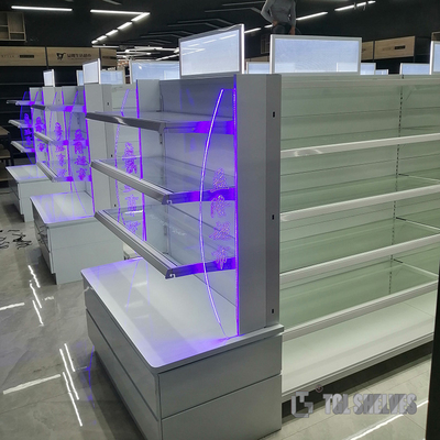 Milk White Supermarket Display Racks Morden Cold Rolled Steel Material For Grocery